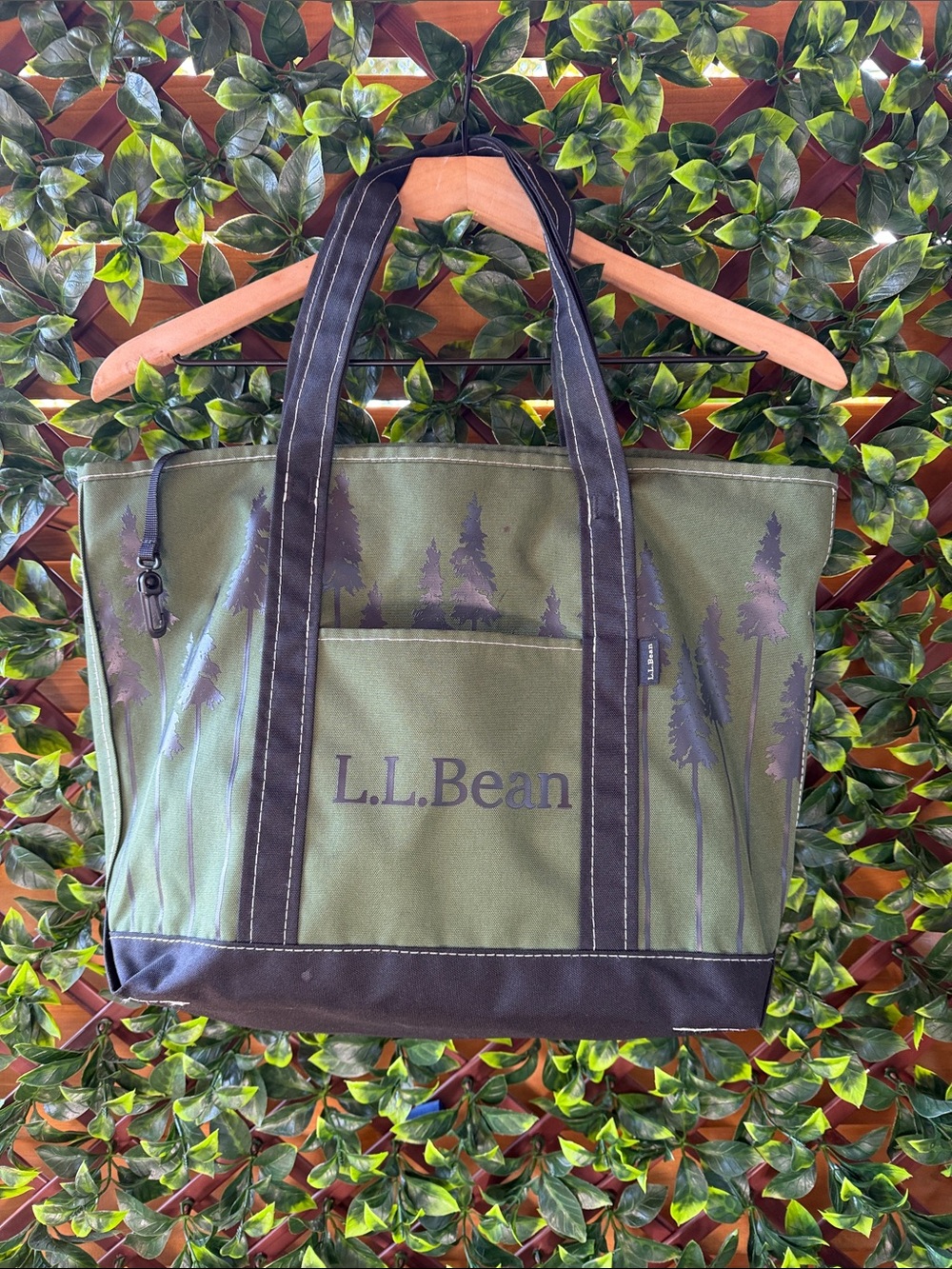 L.L. Bean Olive Evergreen Nylon Tote